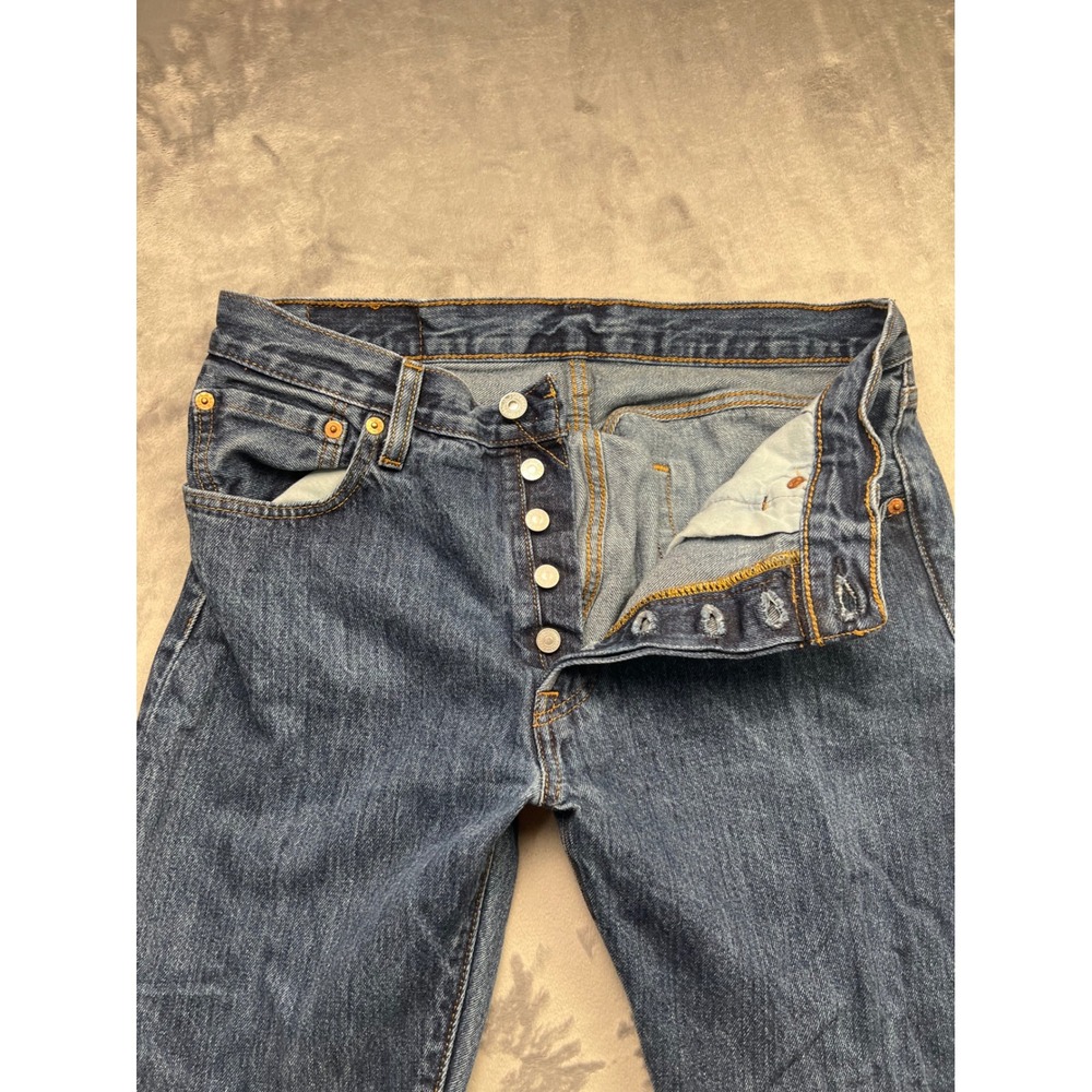 Levis 501 Original Fit Mens Blue Denim Straight Leg Button Fly Jeans 32x29